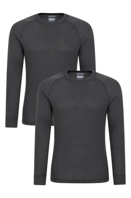 'Talus' Men's Thermal Base Layer Gym Top Long Sleeve Moisture Wicking - Pack of 2 Charcoal