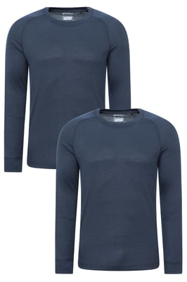 'Talus' Men's Thermal Base Layer Gym Top Long Sleeve Moisture Wicking - Pack of 2 Navy