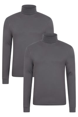 'Meribel' Men's Thermal Top Breathable Winter Base Layer - Pack of 2 Dark Grey