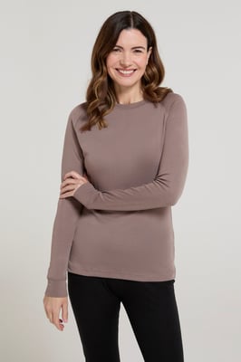'Talus' Women's Long Sleeve Top Quick Dry Round Neck Thermal Base Layer Beige