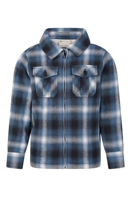 'Stream' Kids Zip Shacket Borg Lined Cosy Warm Everyday Jacket Blue