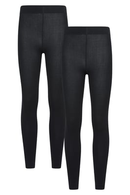 'Talus' Women's Thermal Brushed Leggings Warm Comfy Trousers - Pack of 2 Black