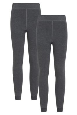'Talus' Women's Thermal Gym Leggings Fleece Lined Warm Cosy Trousers - Pack of 2 Charcoal