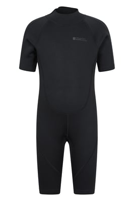 Kids Shorty Wetsuit Neoprene Fabric Flat Seams Surf Diving Swimwear Black