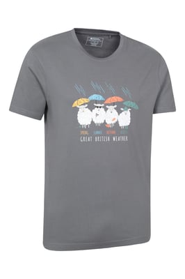 Great British Weather Men's T-Shirt Breathable Summer Casual Tee Charcoal