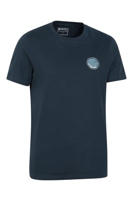 Edinburgh Tree Ring Print Men's T-Shirt Cotton Breathable Everyday Tee Dark Blue