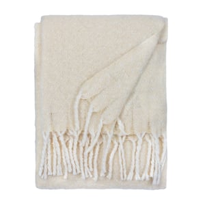 Wylder Isla Woven Tasselled Throw, Cream