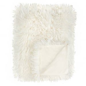furn. Rowan Faux Fur Throw Ecru