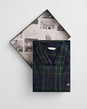 GANT Mens Flannel Check Pyjama Set Gift Box Pyjama Set in Dark Blue