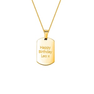 Gold Plated Stainless Steel Tag Pendant Curb Chain Necklace