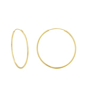 18ct Gold Plated Sterling Silver 30mm Lightweight Tube Hoop Earrings