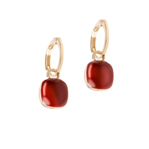 Gold Colour Red Dropper Huggie Hoops