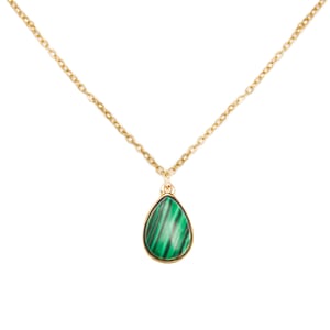 Gold Plated Malachite Charm Necklace