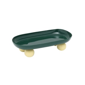 Present Time dienblad double funky oval retro green & soft yellow