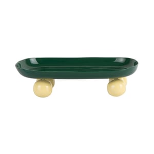 Present Time dienblad double funky oval retro green & soft yellow