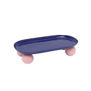 Present Time dienblad double funky oval cobalt blue & soft pink