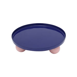 Present Time dienblad double funky rond large cobalt blue & soft pink