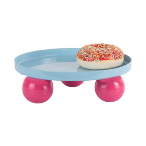 Present Time dienblad double funky rond soft blue & bright pink