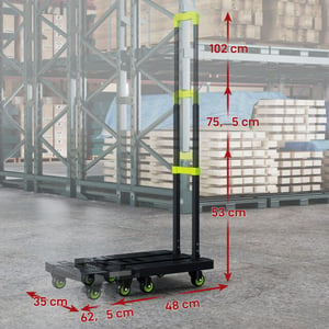 4goodz Opvouwbare plateauwagen kunststof 49x35x102cm groen