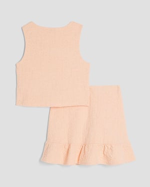 River Island Girls 2 Piece Set Coral Textured Waistcoat & Bottoms