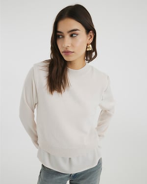 River Island Womens Jumper Beige Double Layered
