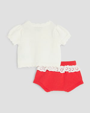 River Island Newborn Girls Baby 2 Piece Bloomer Set Beige Strawberry
