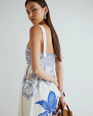 River Island Womens Maxi Dress Blue Palm Print
