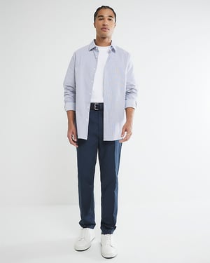 River Island Mens Chino Trousers Navy Slim Fit Smart