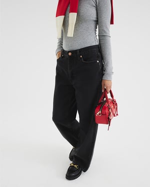 River Island Womens Straight Jeans Petite Black Relaxed