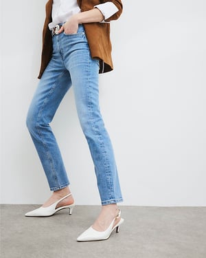 River Island Womens Slim Jeans Blue High Rise Ankle Grazer Leg