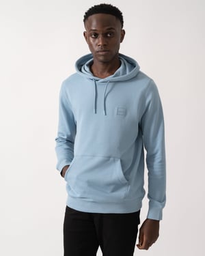Wetalk With Logo Patch Pullover Hoodie in Light Blue