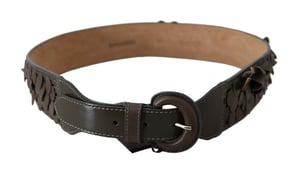 Ermanno Scervino Dark Brown Leather Round Buckle Waist Belt