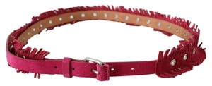 Ermanno Scervino Maroon Leather Fringes Silver Buckle Waist Belt