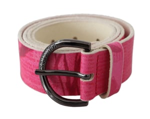 John Galliano Rosa Läder Brevmärke Design Rund Spänne Bälte