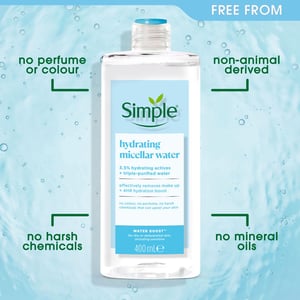 Simple 2x 400ml Water Boost Micellar Cleansing Water For Dehydrated Dry Skin