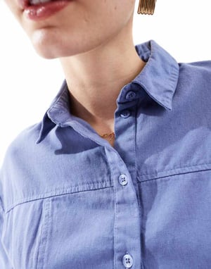 ASOS DESIGN – Mellanblå miniskjortklänning i twill