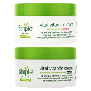 Simple Kind to Skin Face Cream Bundle - Day SPF15 Night Cream Hydrating,50ml