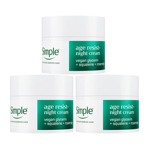 Simple Age Resist+Night Cream Anti-Ageing Hydrating Face Moisturiser 50ml,3Pk