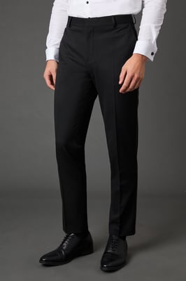 Black Satin Tape Slim Fit Tuxedo Trousers