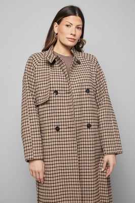 Wrap Funnel Neck Check Coat