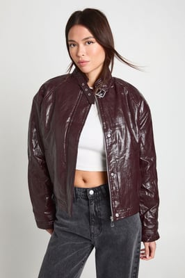 Faux Leather Bomber