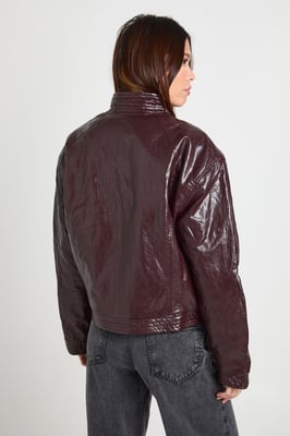 Faux Leather Bomber