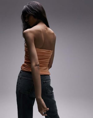 Topshop rynkad sidobandeau i orange