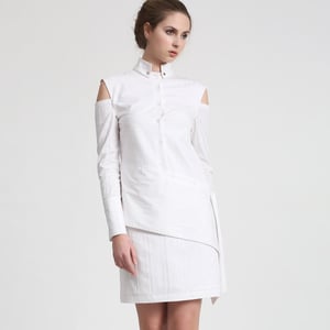 Verwijderbare mouwen gestructureerde shirtjurk