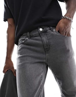 ONLY & SONS – Grå tvättade Warp-jeans med skinny fit