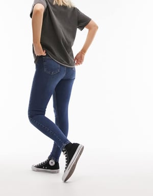 Topshop – Hourglass Jamie – Blå skinny jeans med hög midja