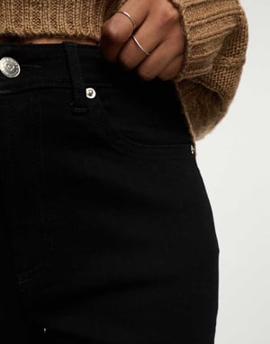 Miss Selfridge – Svarta jeans med hög midja och mom-utseende