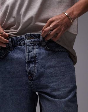 Topman – Mörkblå raka jeans