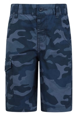 'Camo' Kids Cargo Shorts Cotton Multiple Pockets Comfy Casual Bottoms Navy
