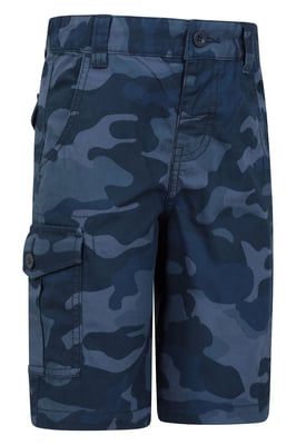 'Camo' Kids Cargo Shorts Cotton Multiple Pockets Comfy Casual Bottoms Navy